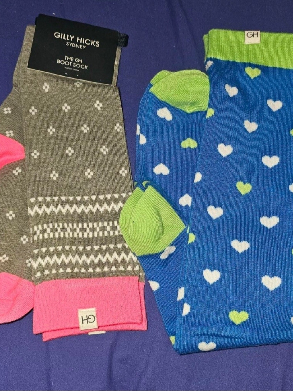 Gilly Hicks Hearts Patterned Knee High Socks  Bundle Of 2